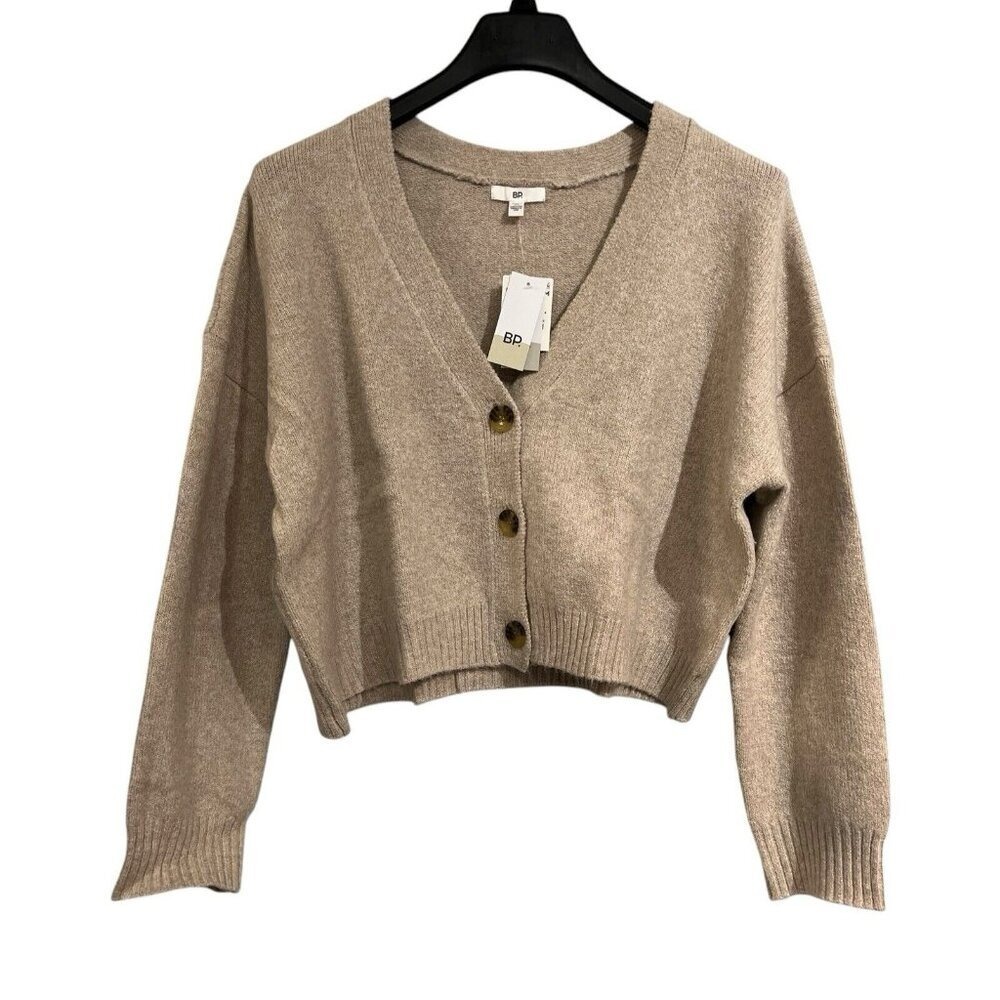 BP Cardigan Sweater‎ Womens XL Beige Heathered Button Front Boxy Neutral Cozy